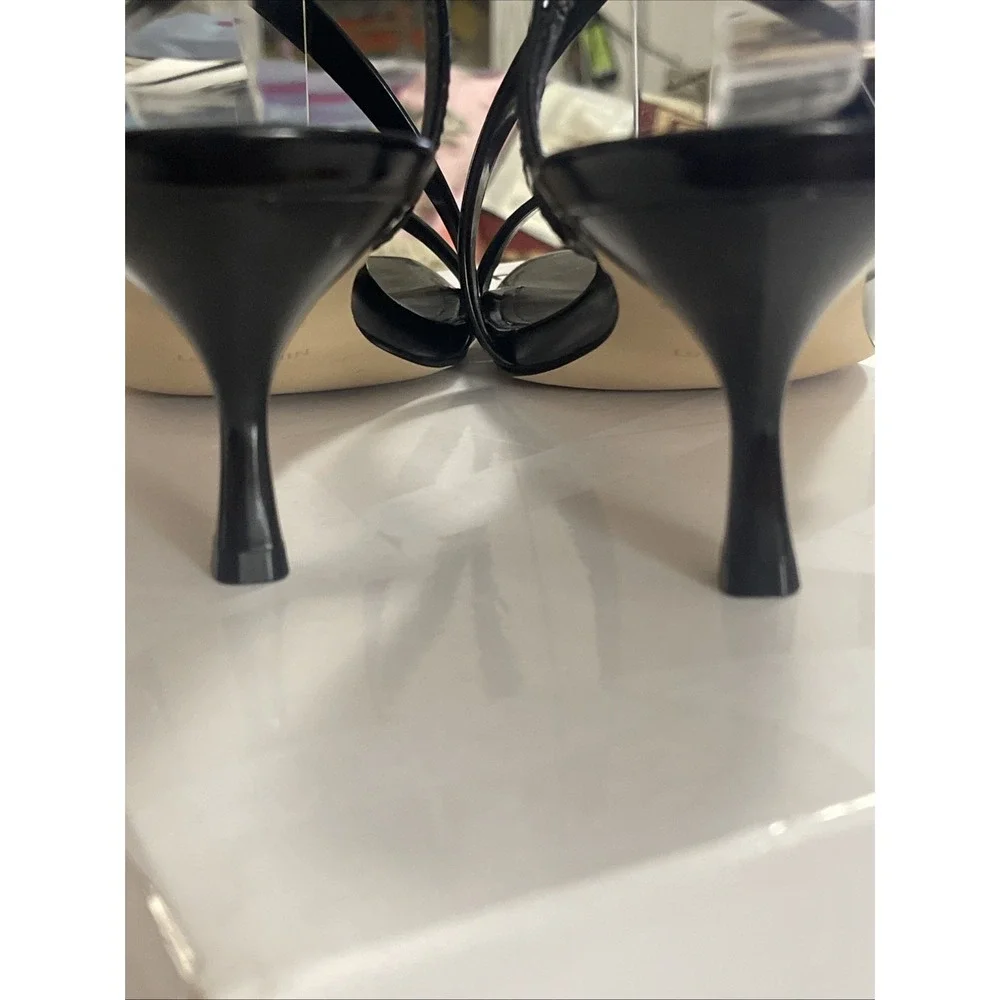 Nine West Womens Hanni Strappy Square Toe Kitten Heel Sandal Black Size 6.5M New